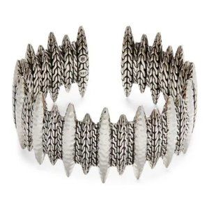 JOHN HARDY $1350 Hammered Sterling Silver Spear Flex Cuff Bracelet Sz S-M 103 gr